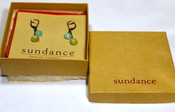 Sundance Sterling Silver Green And Blue Gemstone Pierced Drop Earrings