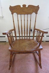 Pressed Back Oak Armed Rocking Chair