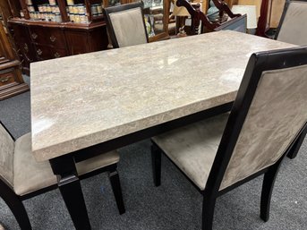 Stone Top Table And 4 Upholstered Chairs