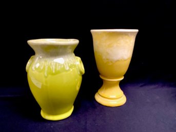 Pairing Of 'drip Glazed' Pottery Pieces
