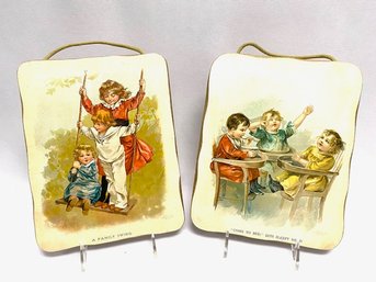 Pairing Of Vintage 1907 Copyright Illustrations By McLoughlin Bros On Wall Plaques