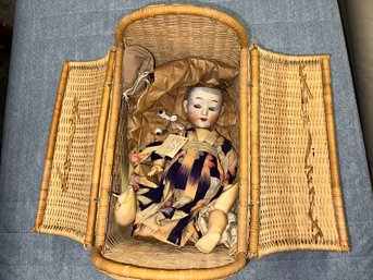Antique Japanese Mari Mari Doll C 1917 In Basket