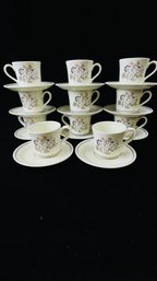 Vintage Royal Doulton Lambethware Bredon Hill Cups And Saucers