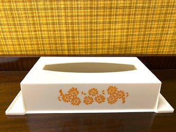 Kitschy Vintage Plastic Orange Daisy Tissue Box Cover