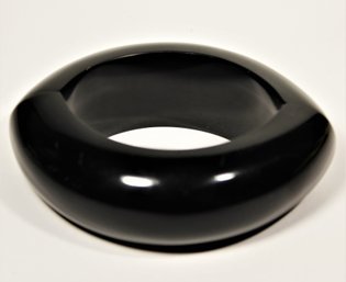 Interesting Black Bakelite Plastic 'eye' Formed Cuff Bracelet