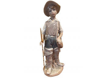 Lladro Boy With Fishing Pole-4809- Glossy-