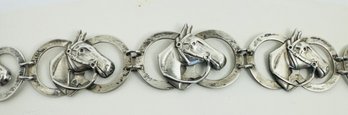 VINTAGE STERLING SILVER HORSE LINK BRACELET