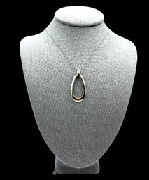 Vintage Sterling Silver Teardrop Shaped Pendant Necklace
