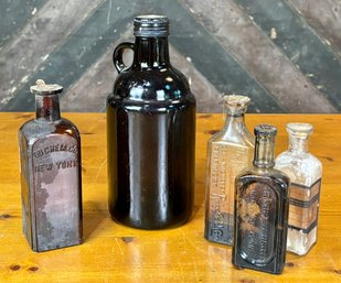 Set Of 5 Vintage Bottles