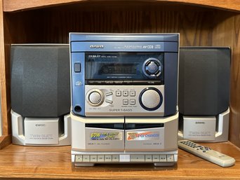 AIWA Shelf Stereo System CD, Dual Cassette, Audio Receiver