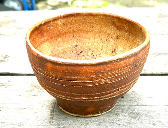 Vintage Banded And Signed Clay Pot