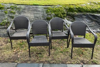 Frontgate Resin Wicker Stacking Armchairs - Set Of 4