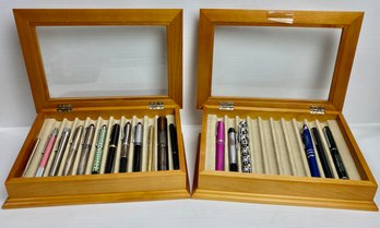 Vintage Pens In Wooden Display Case (2)