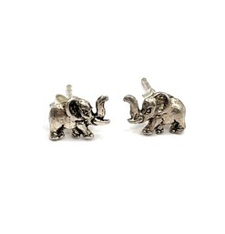 Vintage Sterling Silver Ornate Elephant Stud Earrings