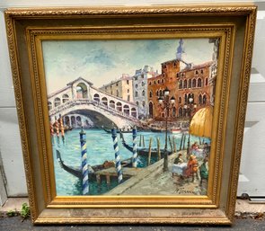 Framed Grand Canal Oil Painting ~ Signed M. Torrens ~