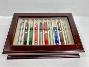 Wooden Display Case With Pens