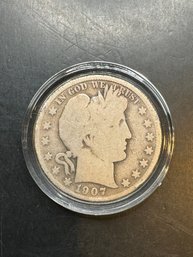 1907-S Barber Silver Half Dollar