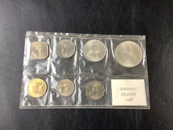 1966 Set Of (7) Bahamas Islands Coins (some Silver)