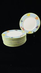 Mikasa Optima Fruit Rapture White Blue Lattice 8' Plates Lot 1 Of 2