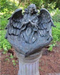 Small Table Top Praying Angel Bird Bath In Resin Plastic