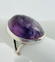 VINTAGE HAND MADE STERLING SILVER PURPLE QUARTZ RING