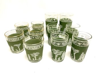 Grouping Of Hellenic Green Glassware By Jeanette Glass