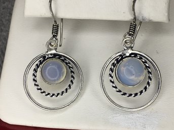 Wonderful 925 / Sterling Silver Earrings With Highly Polished Moonstone - Simple By Elegant - Never Worn !