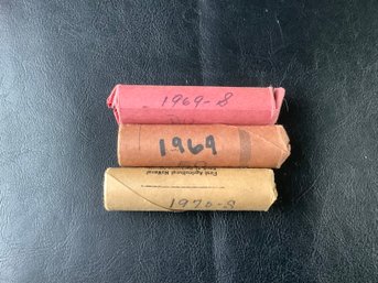 3 Rolls Of Pennies Dated 1969, 1969 S, 1970 S (BU's)