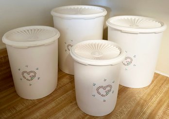 A Set Of 4 Vintage Tupperware Canisters - C. 1970's