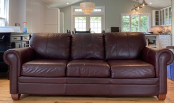 Ethan Allen - Brown Leather Sofa