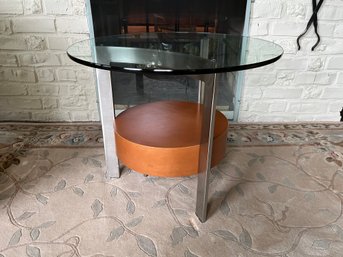 Asymmetrical Glass Top Side Table