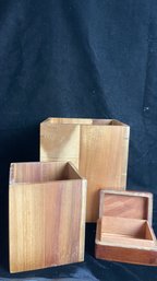 Wood Waste Basket, Tissue Holder And Trinket Box