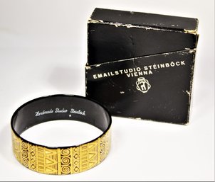 MCM Enamel Vienna Black And Gold Bangle Bracelet In Original Box Steinbock