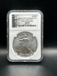 Beautiful NGC Graded 2011 25th Anniversary Silver American Eagle Dollar MS-69