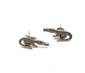 Vintage Sterling Silver Alligator Stud Earrings