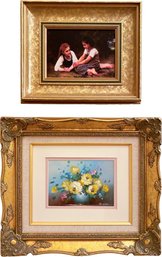 A Vintage Oil On Canvas Still Life By R. Cox, And A Framed Print