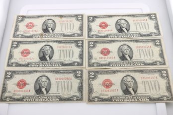 1928 $2 Note Bill X6 Red Seal