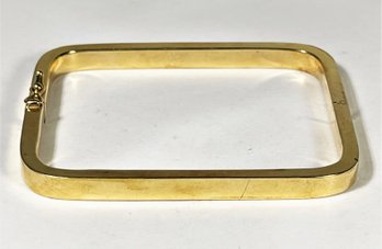 Marked 14K Gold Square Hinged Bangle Bracelet 13.44 Grams