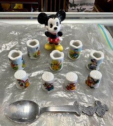 Five Beautiful Small Candle Holders, Micky Mouse, Four Mickey Mouse Thimble. MB-A2