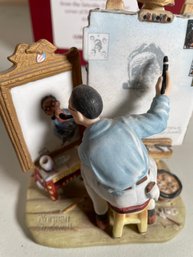 Vintage Norman Rockwell 'Triple Self Portrait' Gorham Bone China Figurine