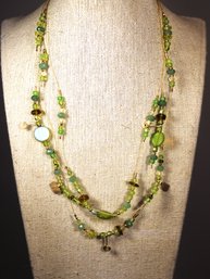 Contemporary Gold Filled Glass Beaded Multi Strand Necklace