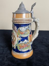 German Beer Stein With Lid