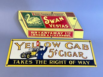 Pair Of Repro Porcelain Signs