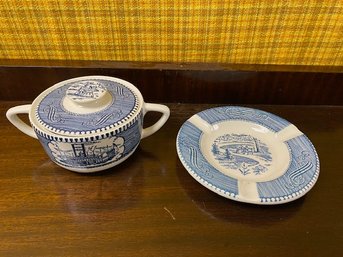 Vintage Currier & Ives Blue Homestead Collection