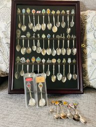 Vintage Spoon Collection With Cabinet