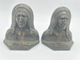 Antique Bronze NATIVE AMERICAN Figural Bookends- Circa 1915-1920