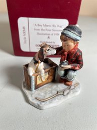 Vintage Norman Rockwell 'A Boy Meets His Dog' Gorham Bone China Figurine