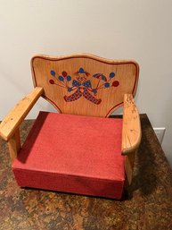 Vintage Child's Booster Seat - Wood With Hand Stenciling