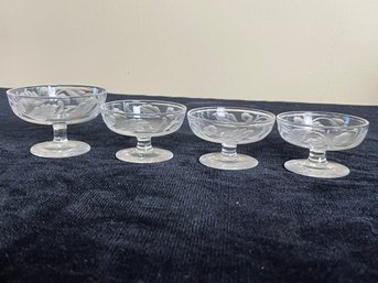 Vintage Set Of Etched Glass Bowls