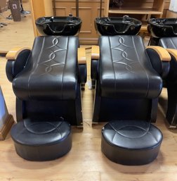 Pair Of Salon Shampoo/Washing Chairs With Ceramic Bowls - Lot 3 Of 3